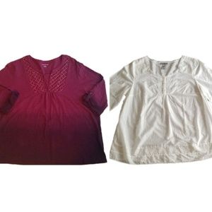 NWOT 2 Catherines 3/4 Sleeve Tunic Tops Size 1X